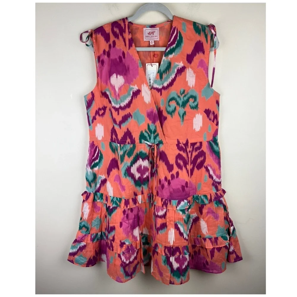 Banjanan Becca Sleeveless Organic Cotton Tiered Dress Floral Spice - Picture 2 of 9